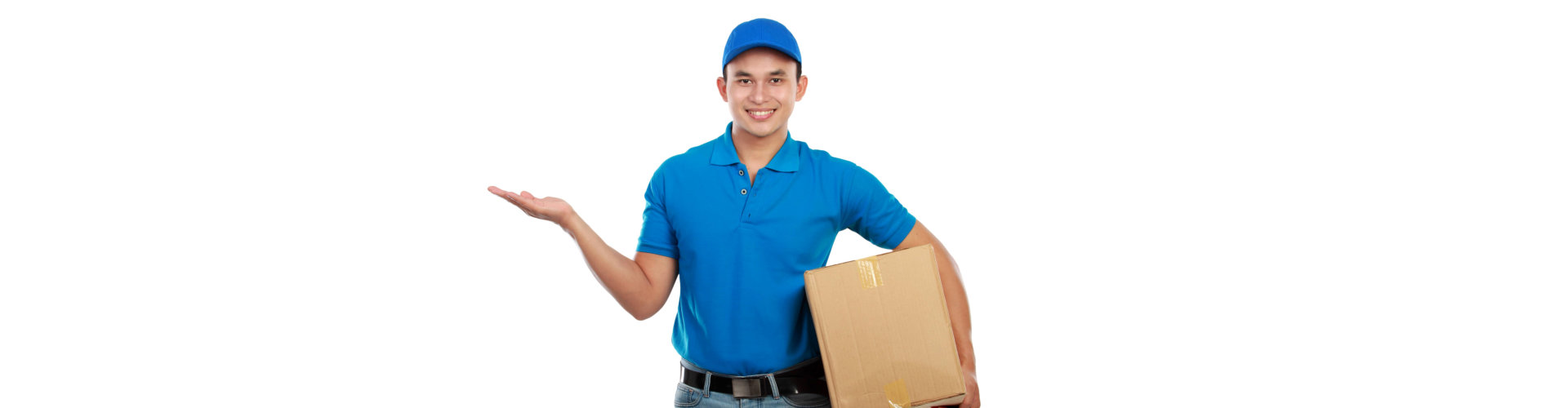 delivery man holding a package