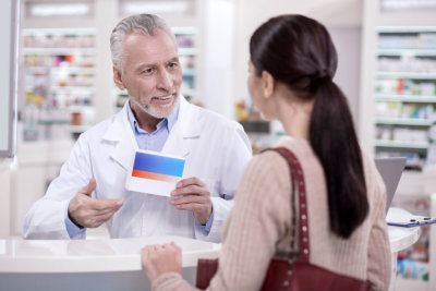pharmacist entertains the lady