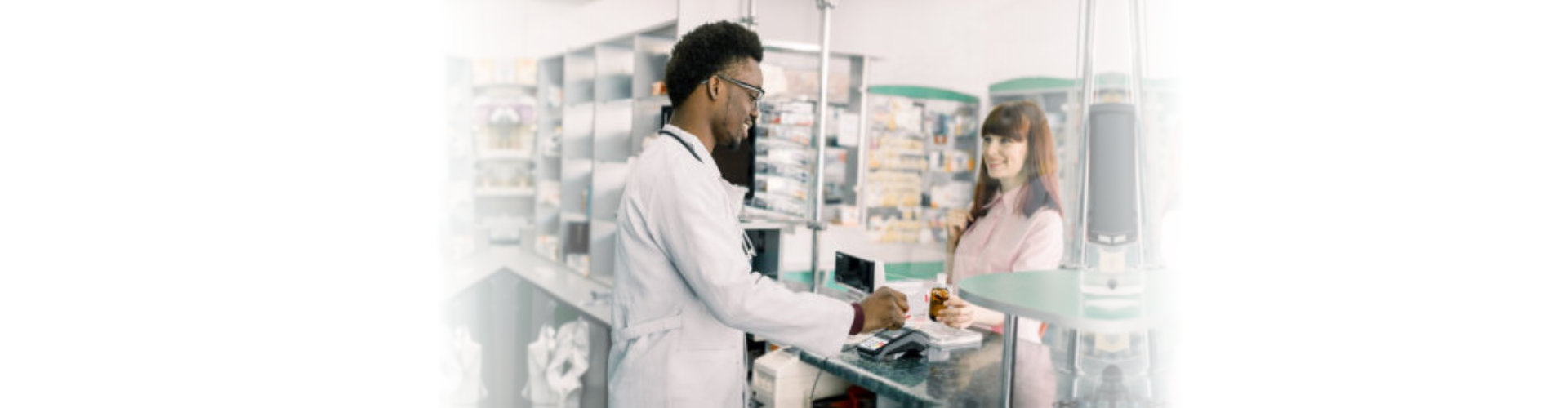 man introducing the prescriptions to the lady